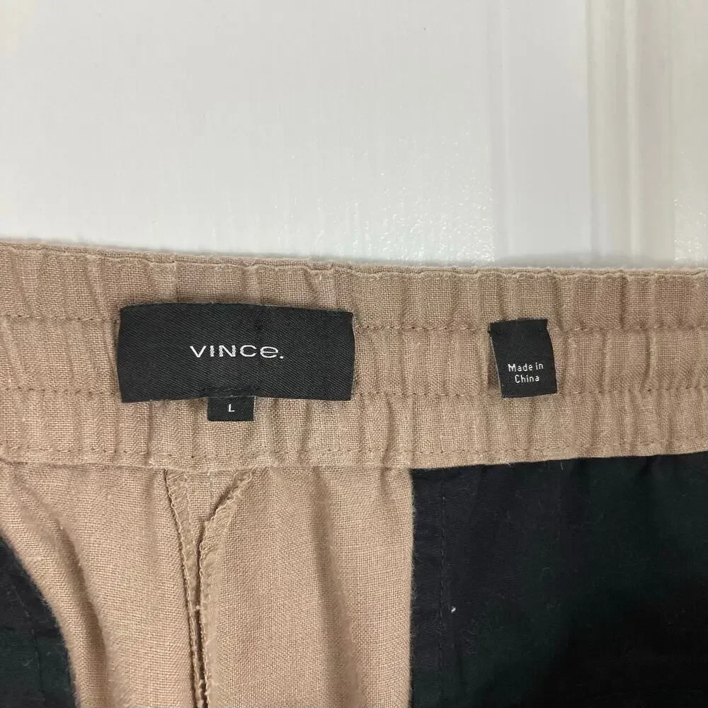 Nwot VINCE Pants Men L Tan-Brown Hemp Drawstring Pocket Ankle Chino